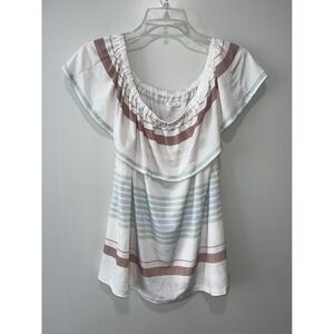 Maurices Women's Top, Medium, White, Blue & Red Accents